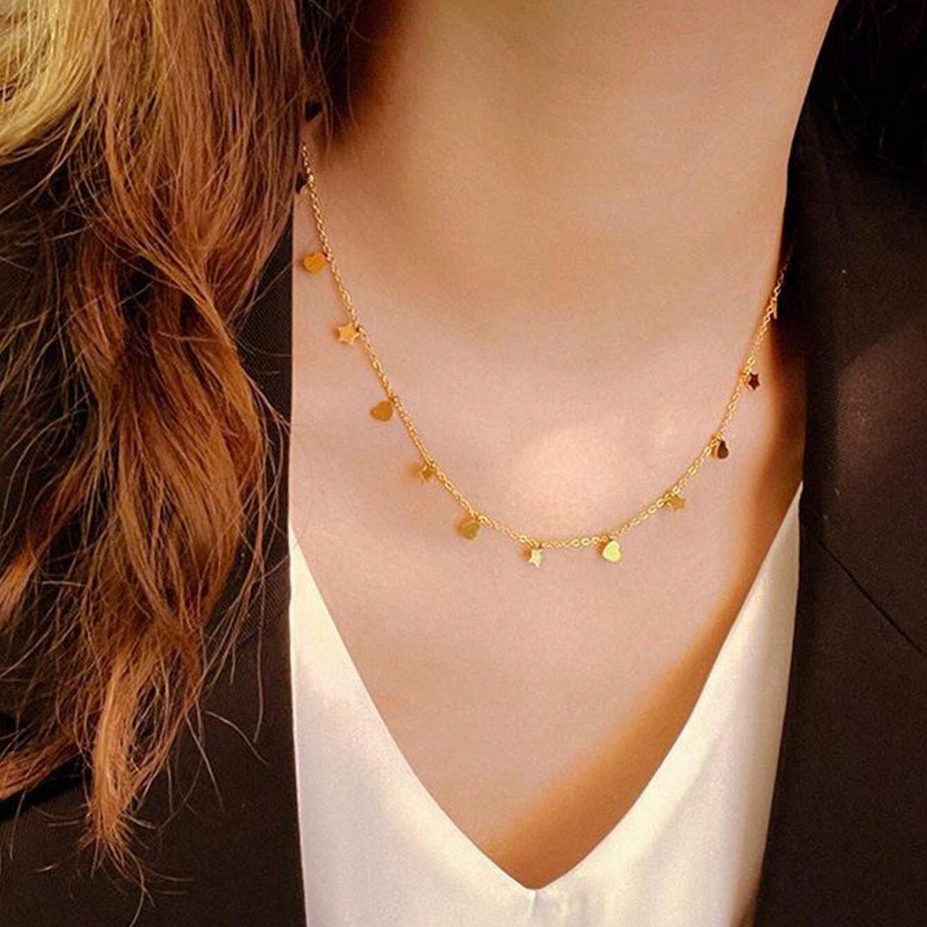 Star & Heart Pendant Choker