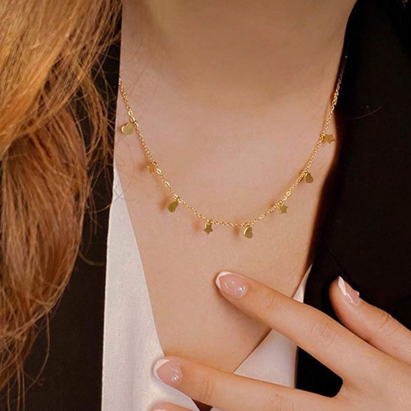 Star & Heart Pendant Choker