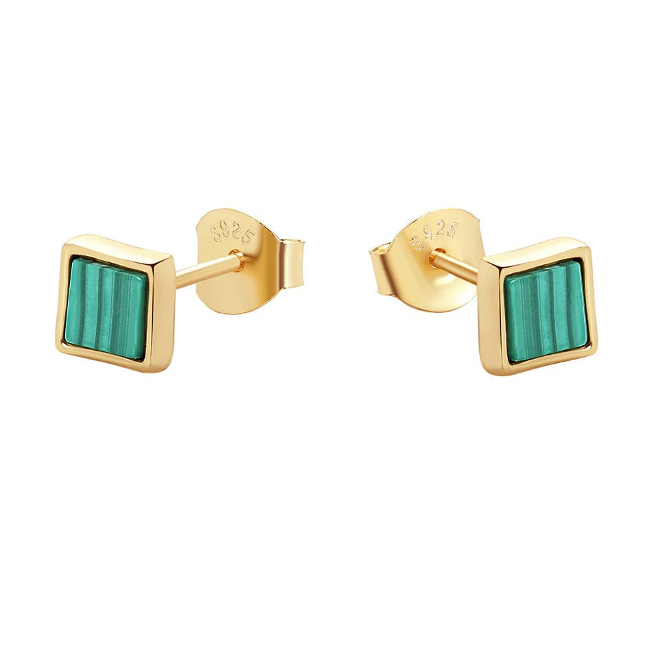 Sage Malachite Studs