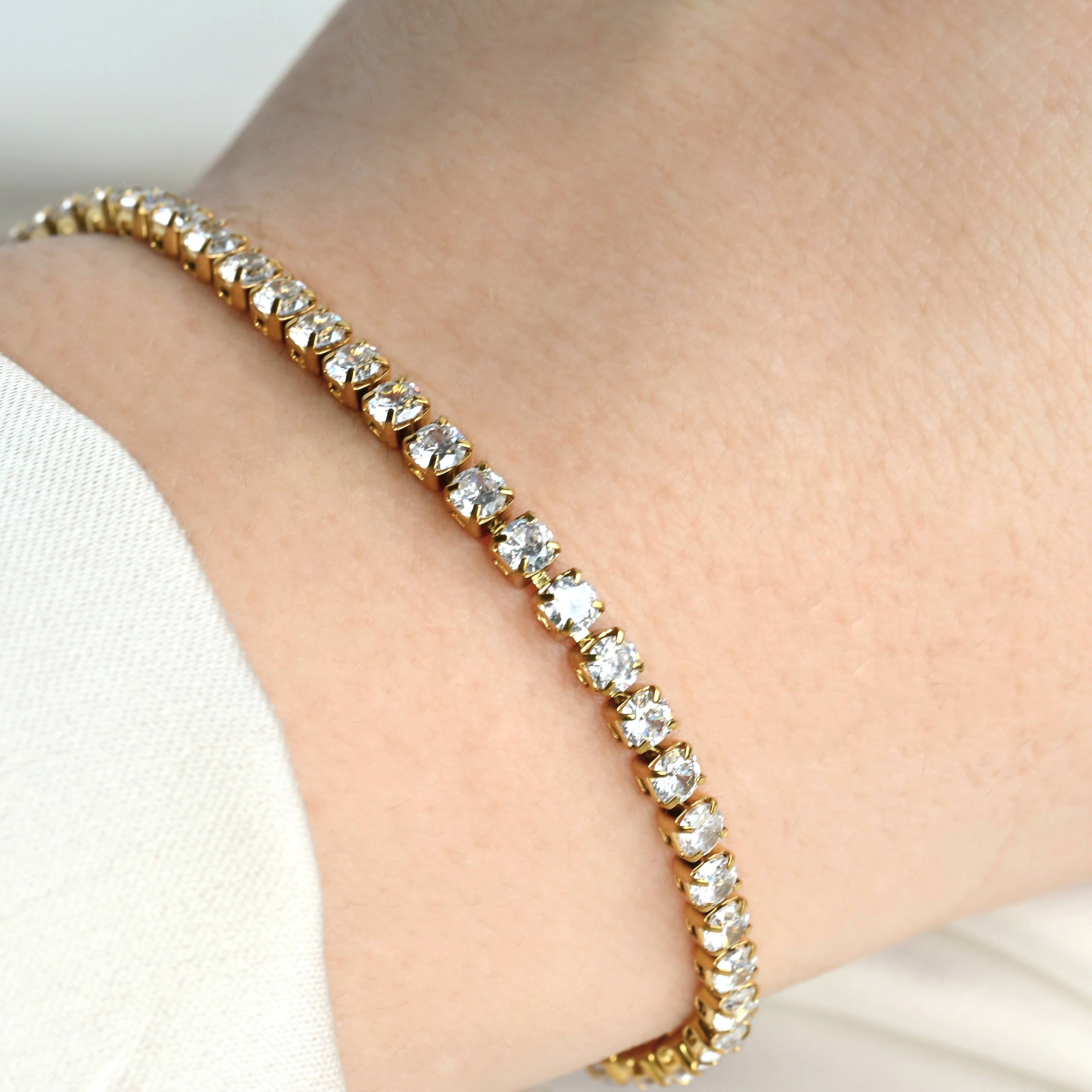 Tennis Chain Bracelet - Tarnish-Free Cz Diamond Bracelet