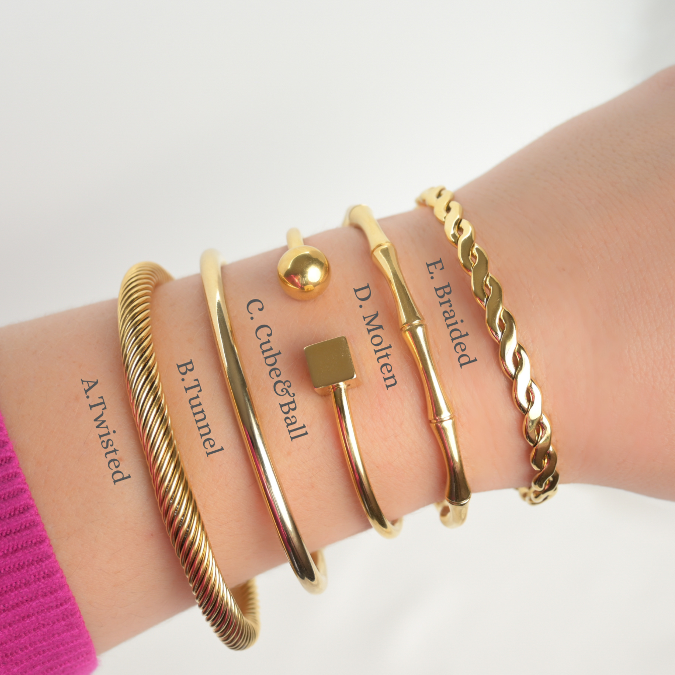 Pulsera de puño de oro - Puños audaces impermeables - Pulsera de brazalete