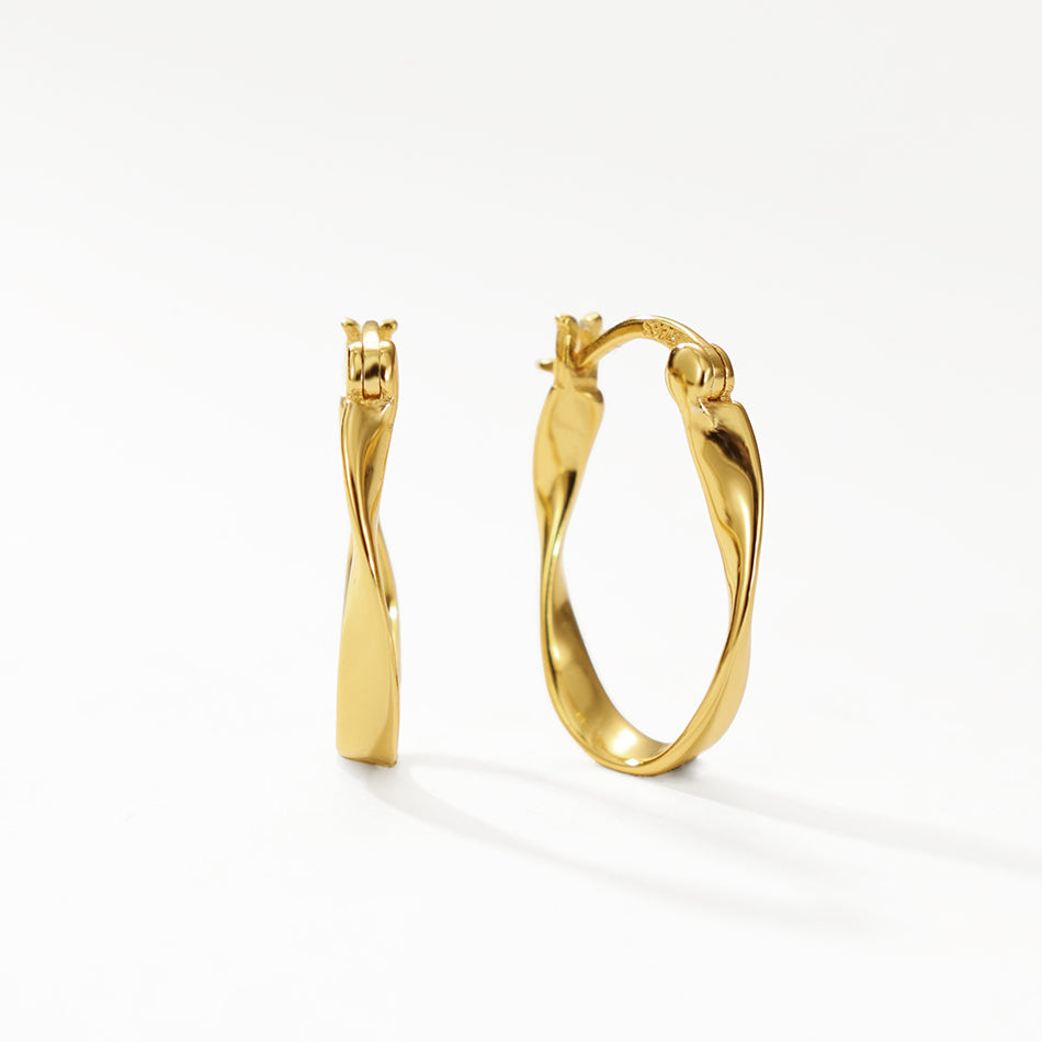 Gold Plated Twist Hoop Earrings
