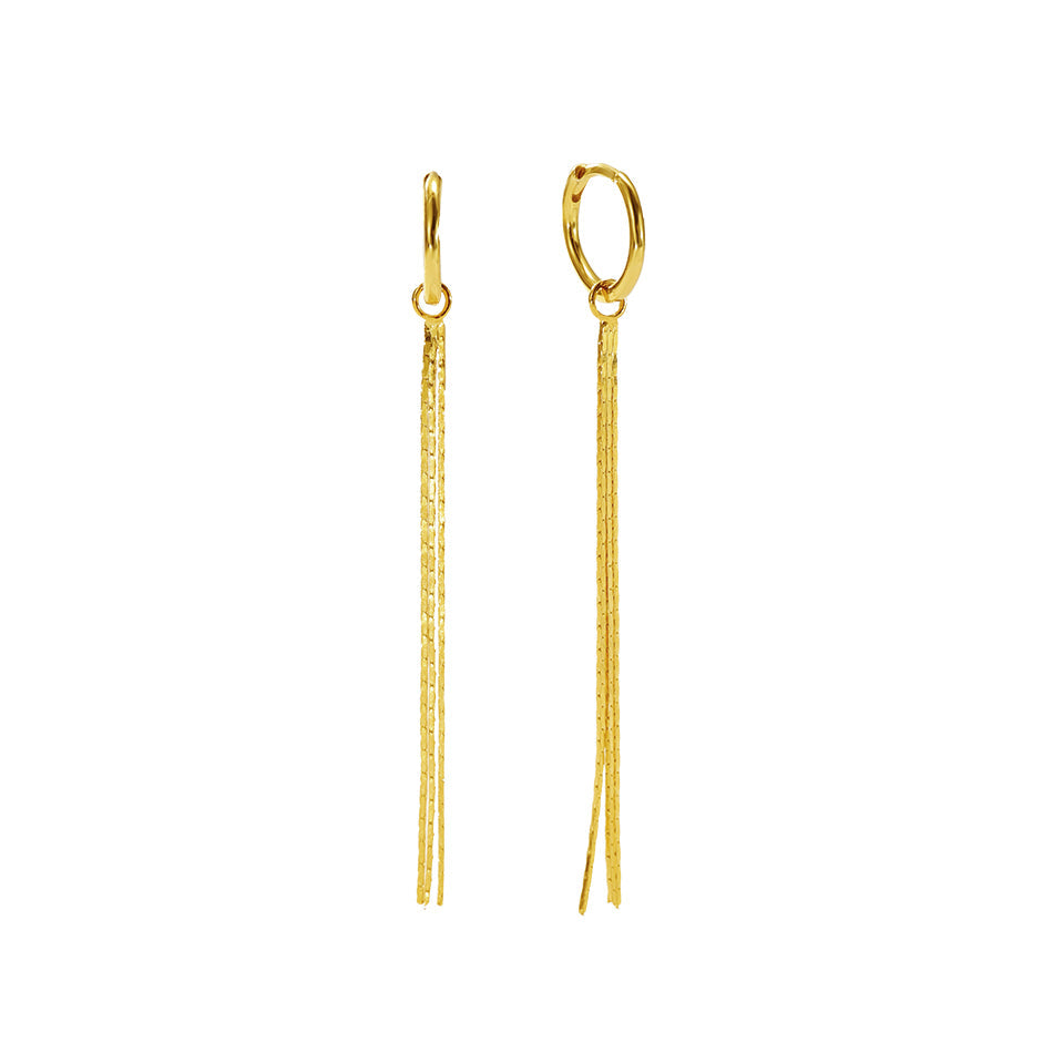 Silver Rain Tassel Hoops