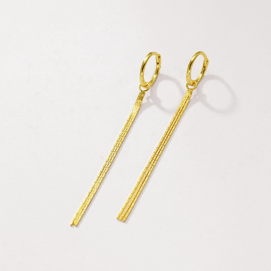 Silver Rain Tassel Hoops