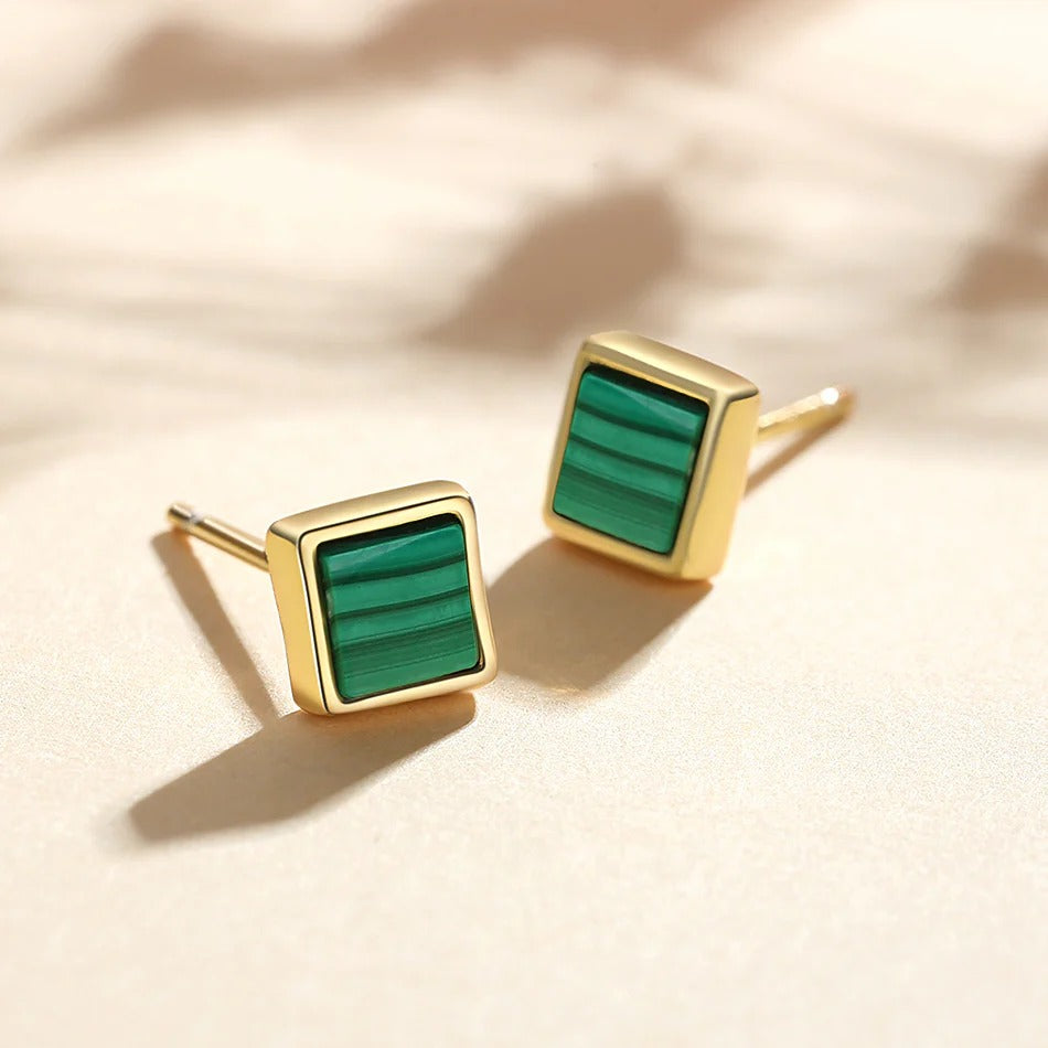 Sage Malachite Studs