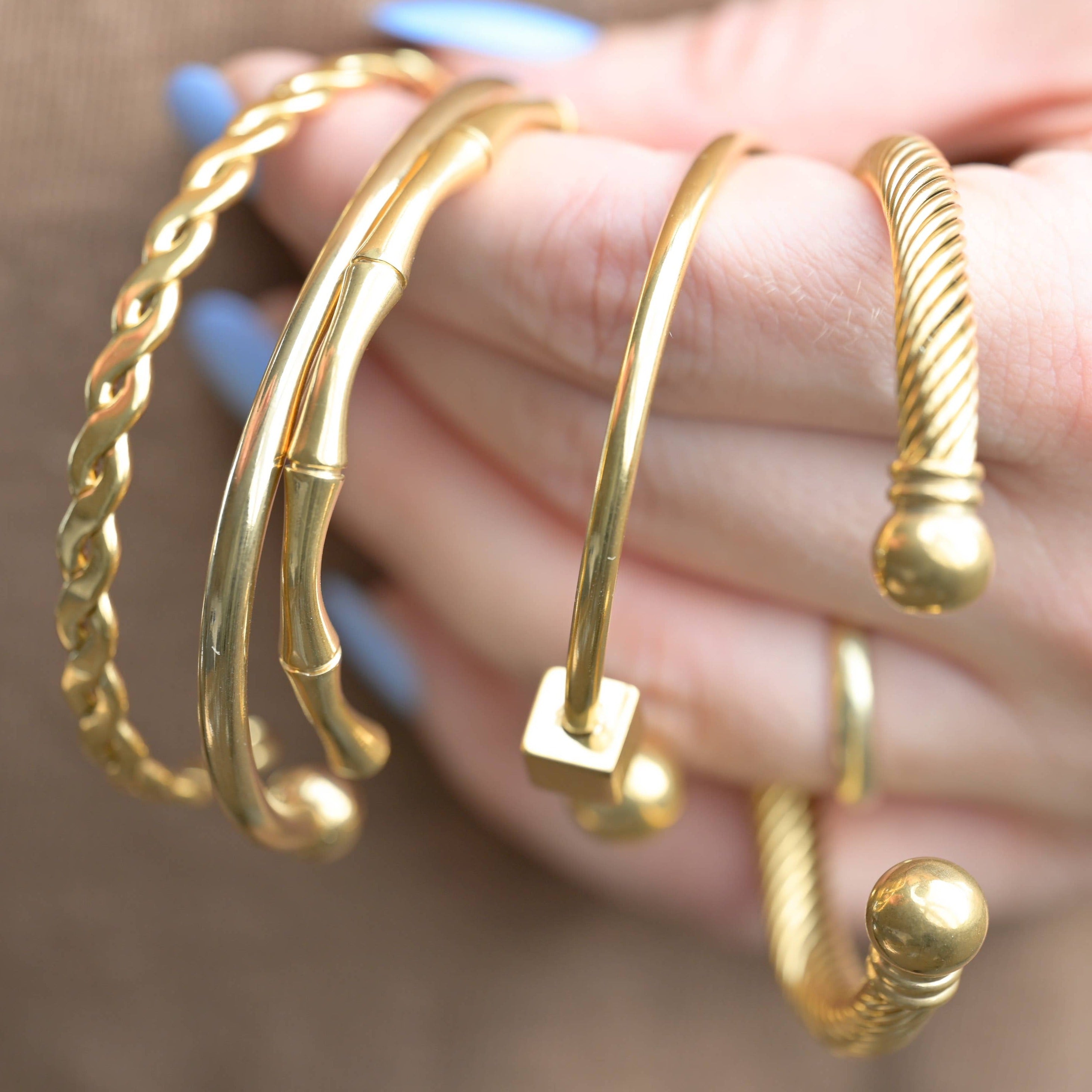 Pulsera de puño de oro - Puños audaces impermeables - Pulsera de brazalete