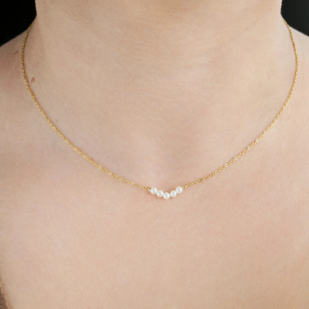 Dainty Pearl Bar Necklace