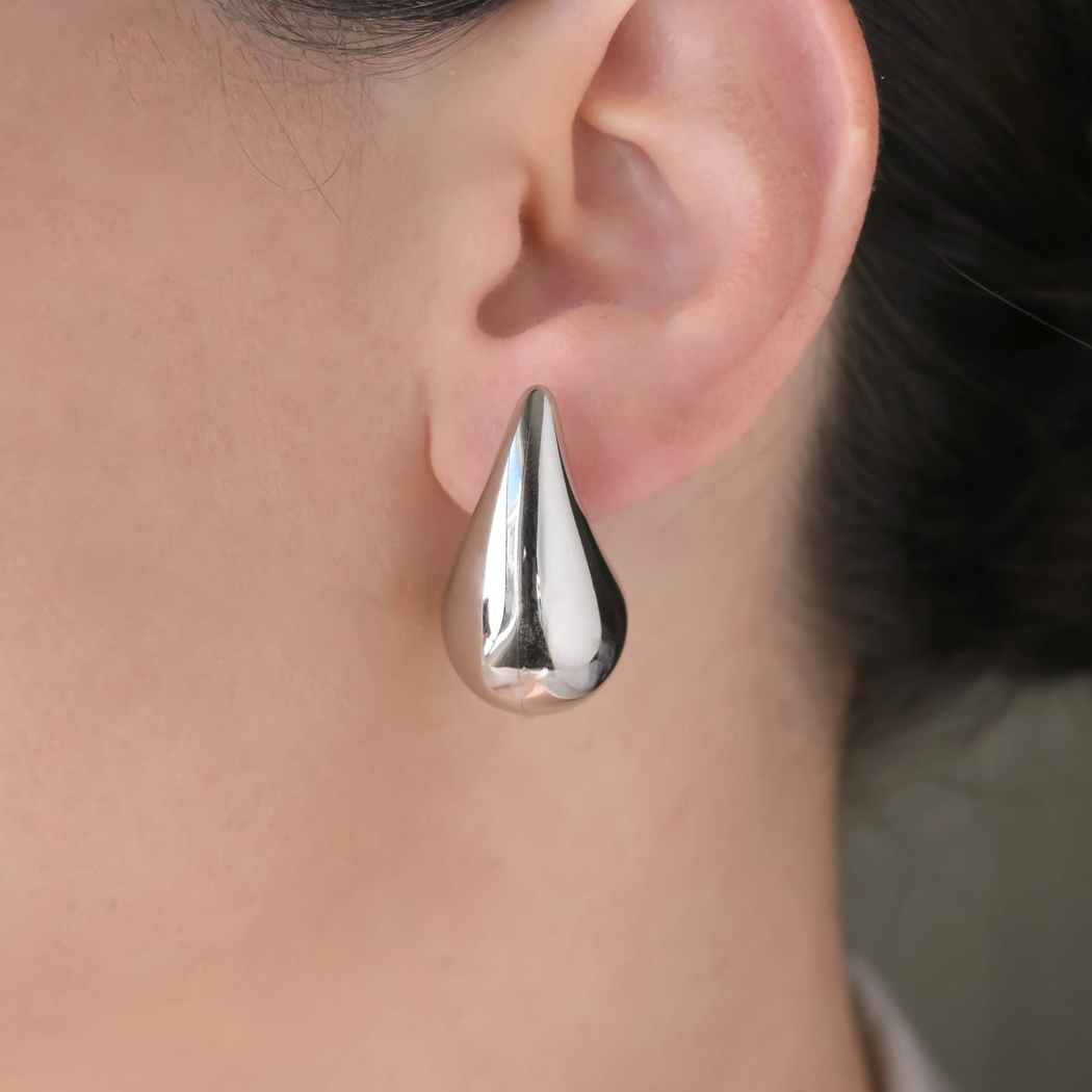 Chunky Hollow Drop Earrings- Lightweight Tear Drop Studs