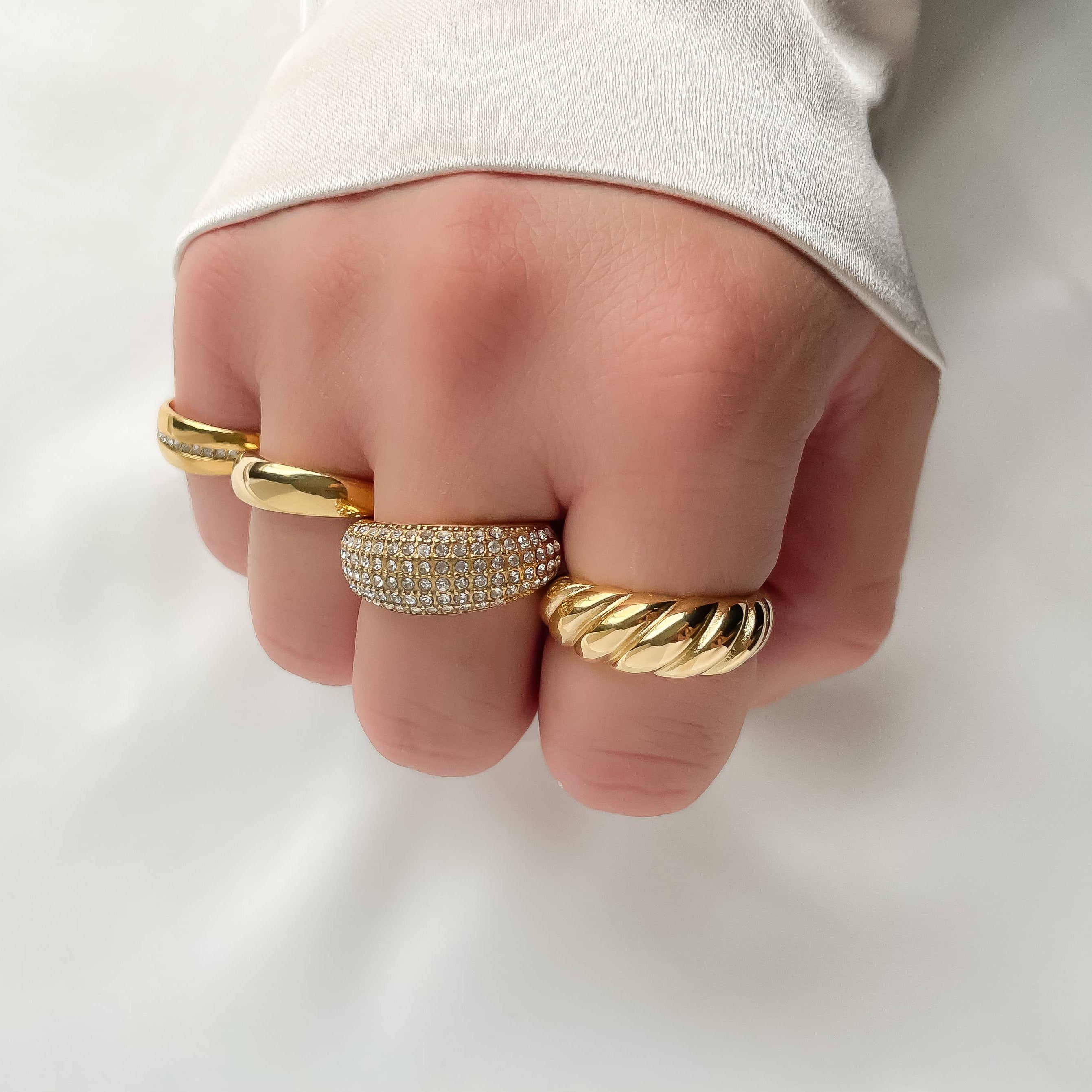 18k Gold Dome Rings - Stainless Steel Chunky Rings