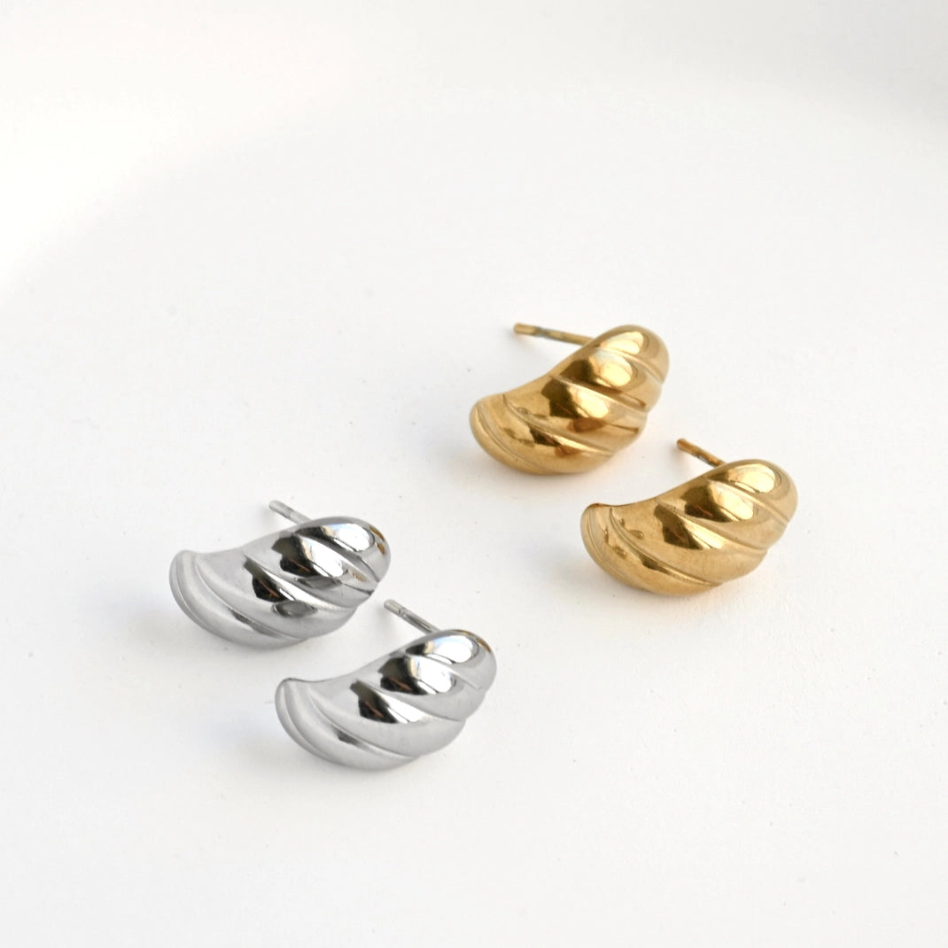 Small Croissant Huggies - Waterproof 18k Gold Dome Earrings