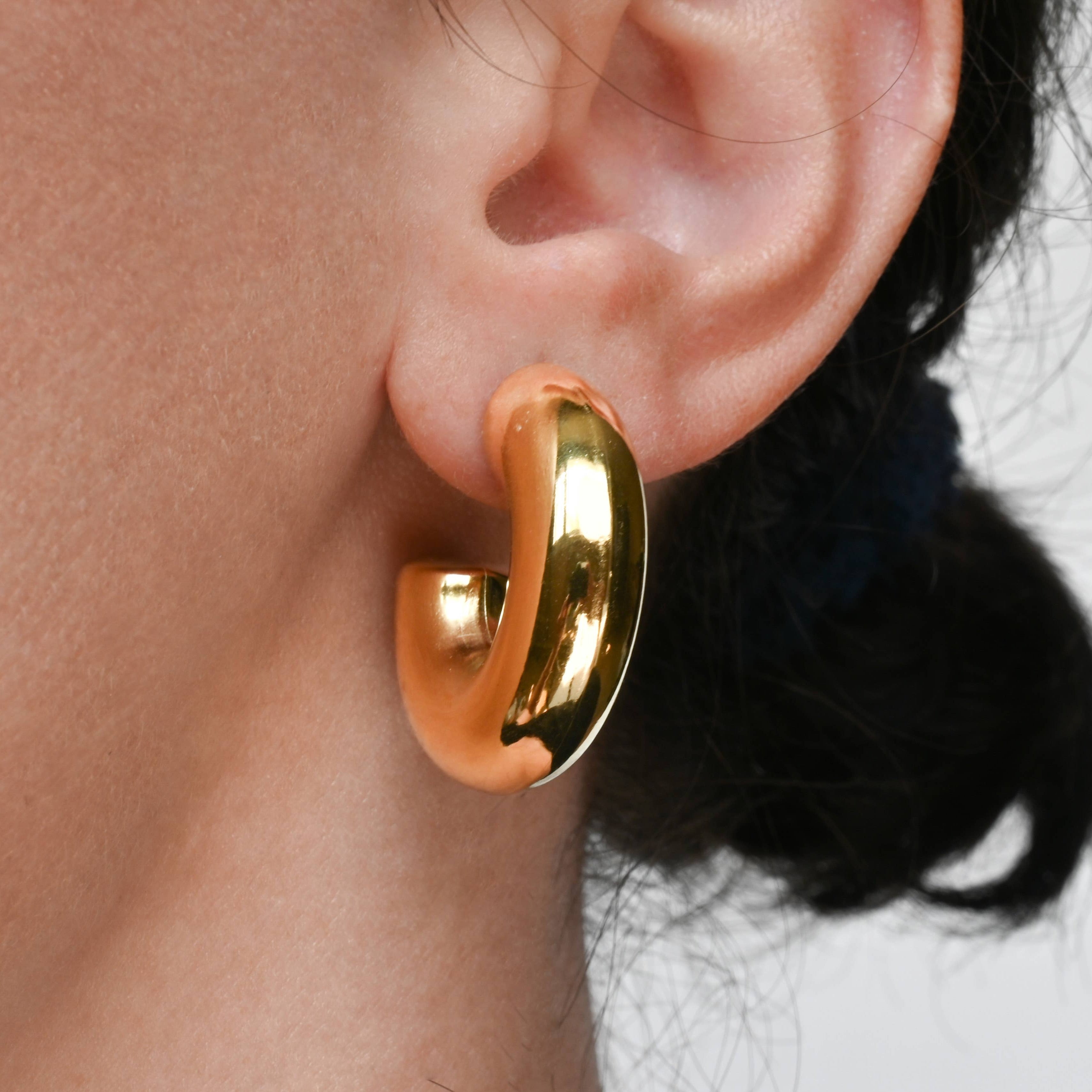 Chunky Tube Hoops - Waterproof Chunky Medium Hoop Earrings