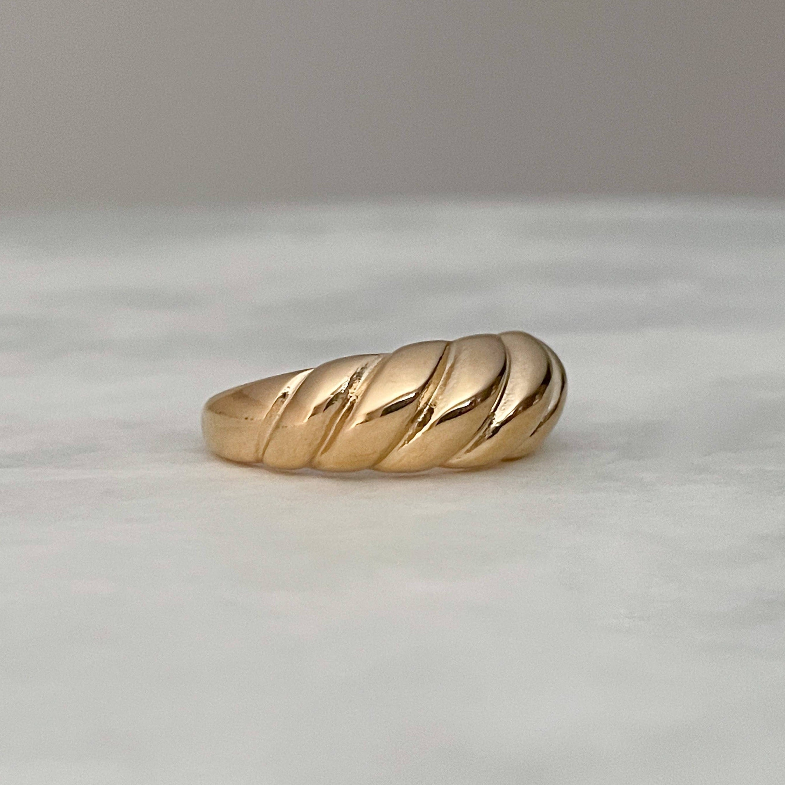 Anillos de cúpula de oro de 18 k - Anillos gruesos de acero inoxidable