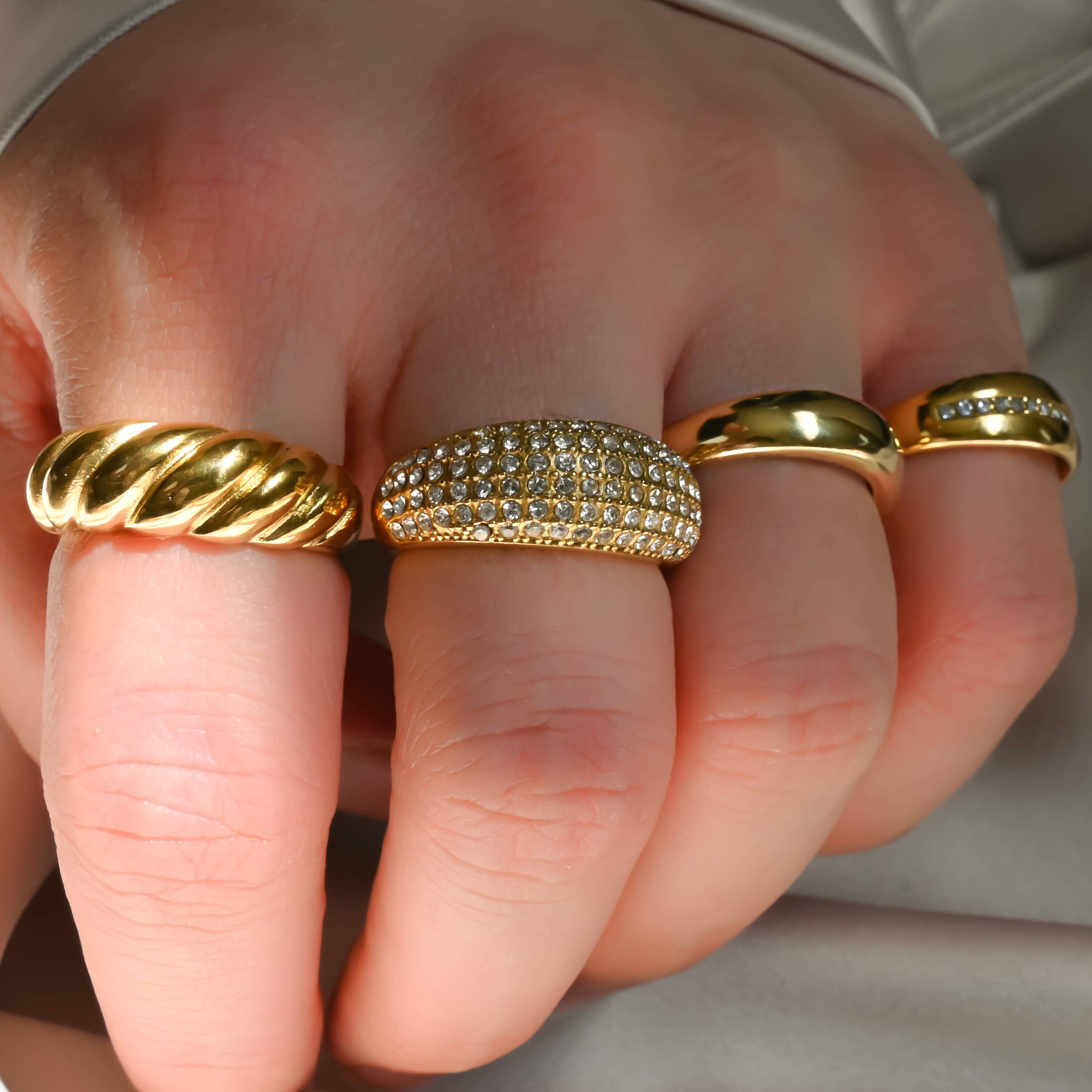 18k Gold Dome Rings - Stainless Steel Chunky Rings