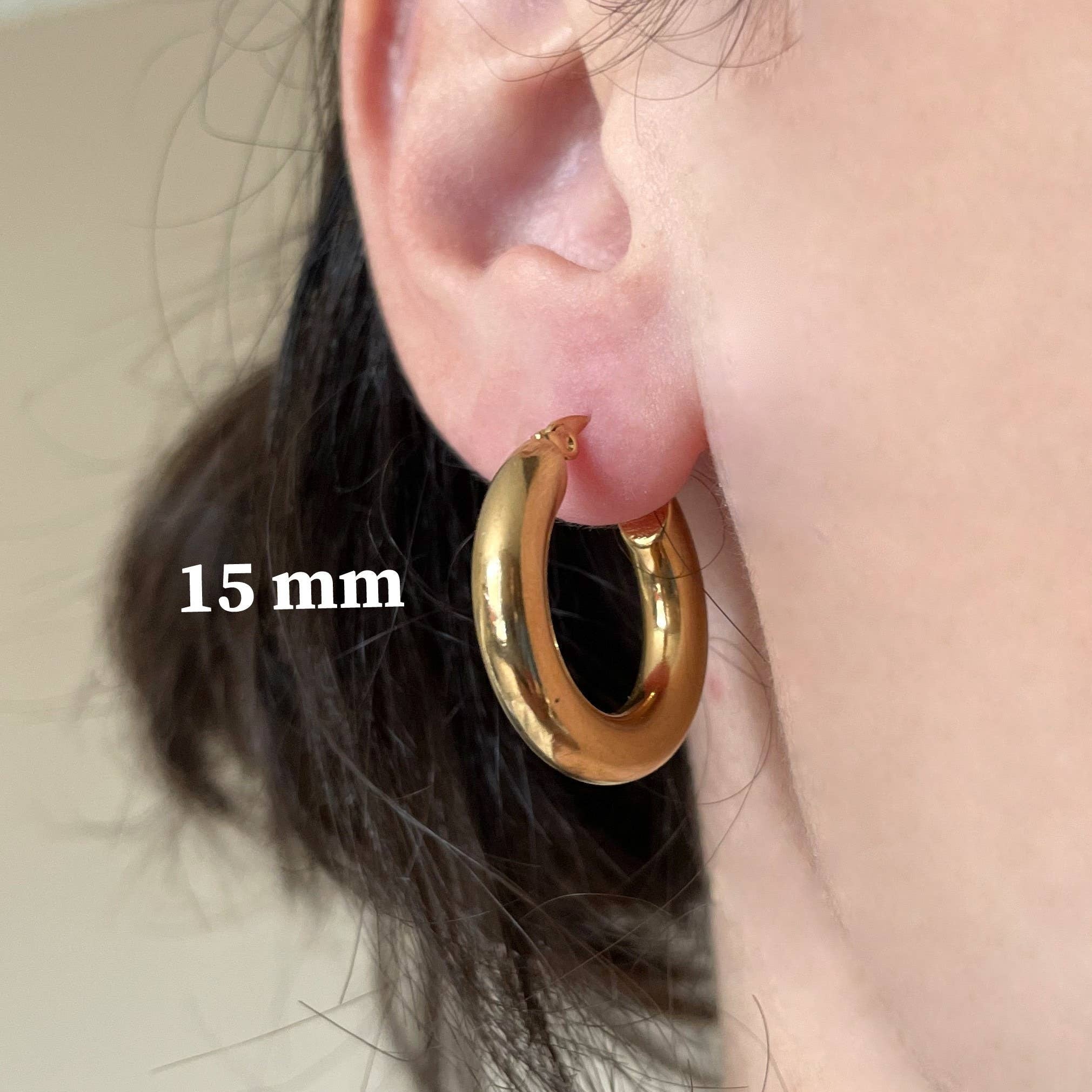 Thick Gold Hoop Earrings -  Tarnish-free Tube Hoops