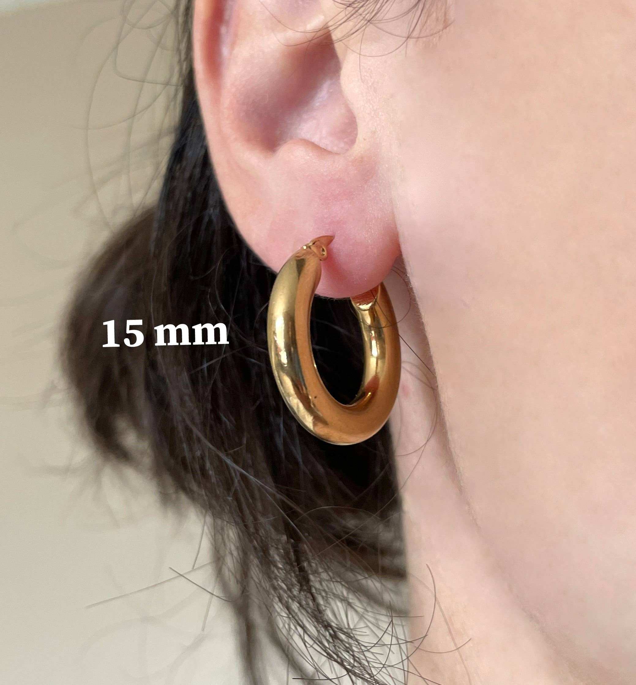 Thick Gold Hoop Earrings -  Tarnish-free Tube Hoops