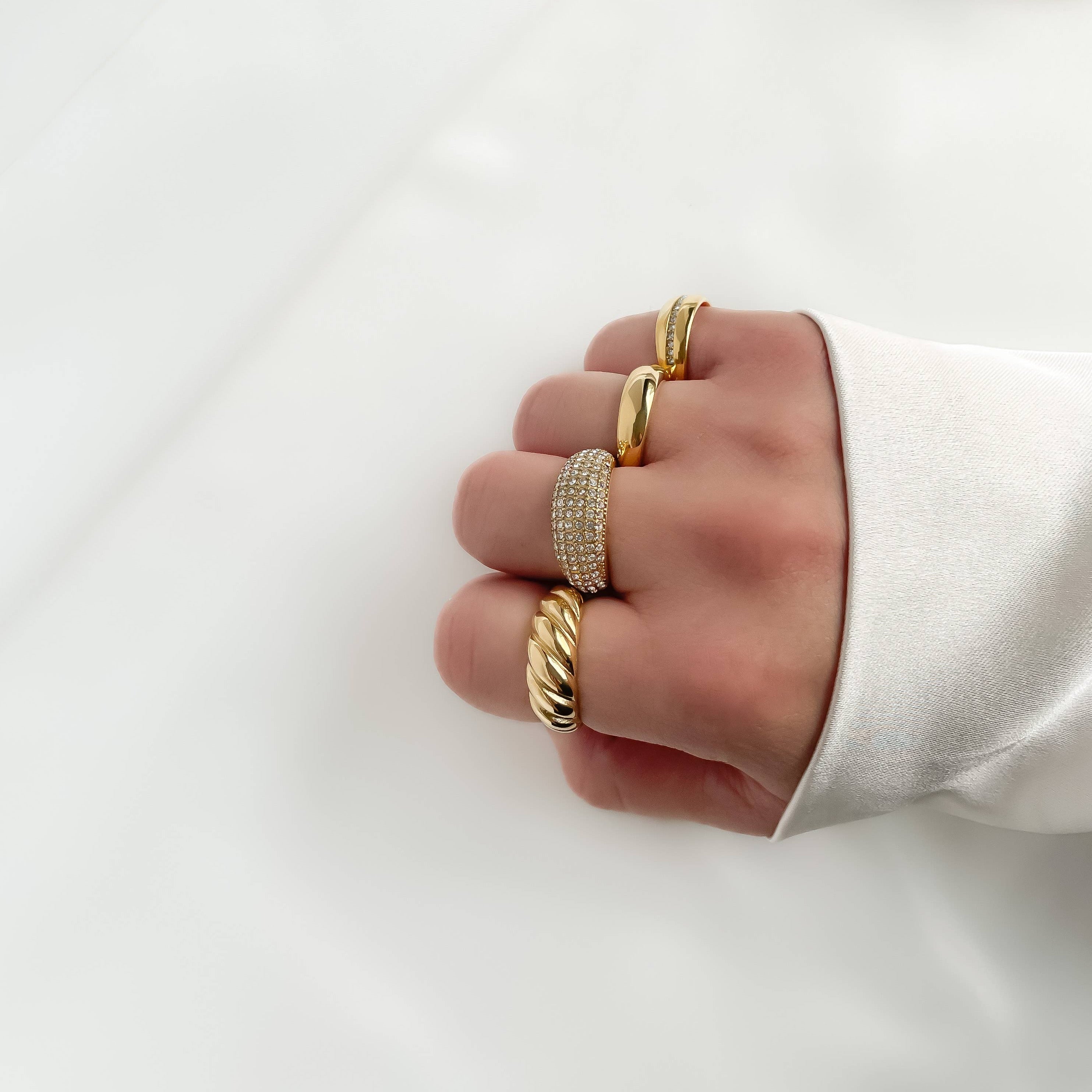 18k Gold Dome Rings - Stainless Steel Chunky Rings