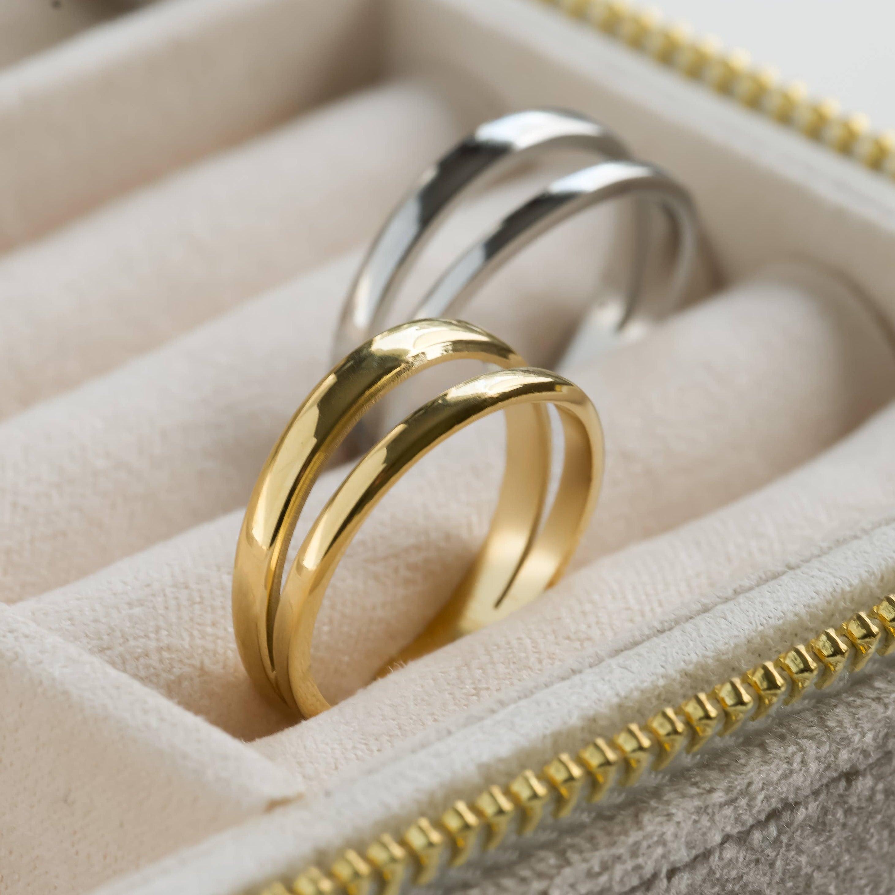 Layered Gold Ring - Stainless Steel Open Double Layered Ring (512)