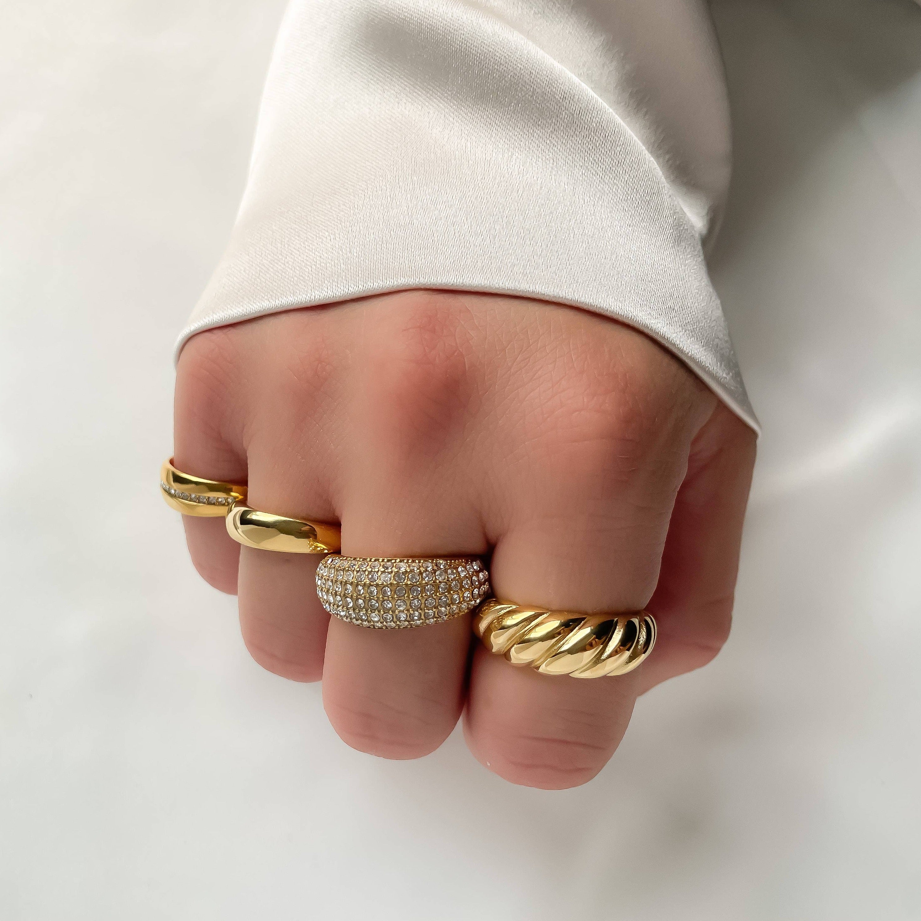 18k Gold Dome Rings - Stainless Steel Chunky Rings