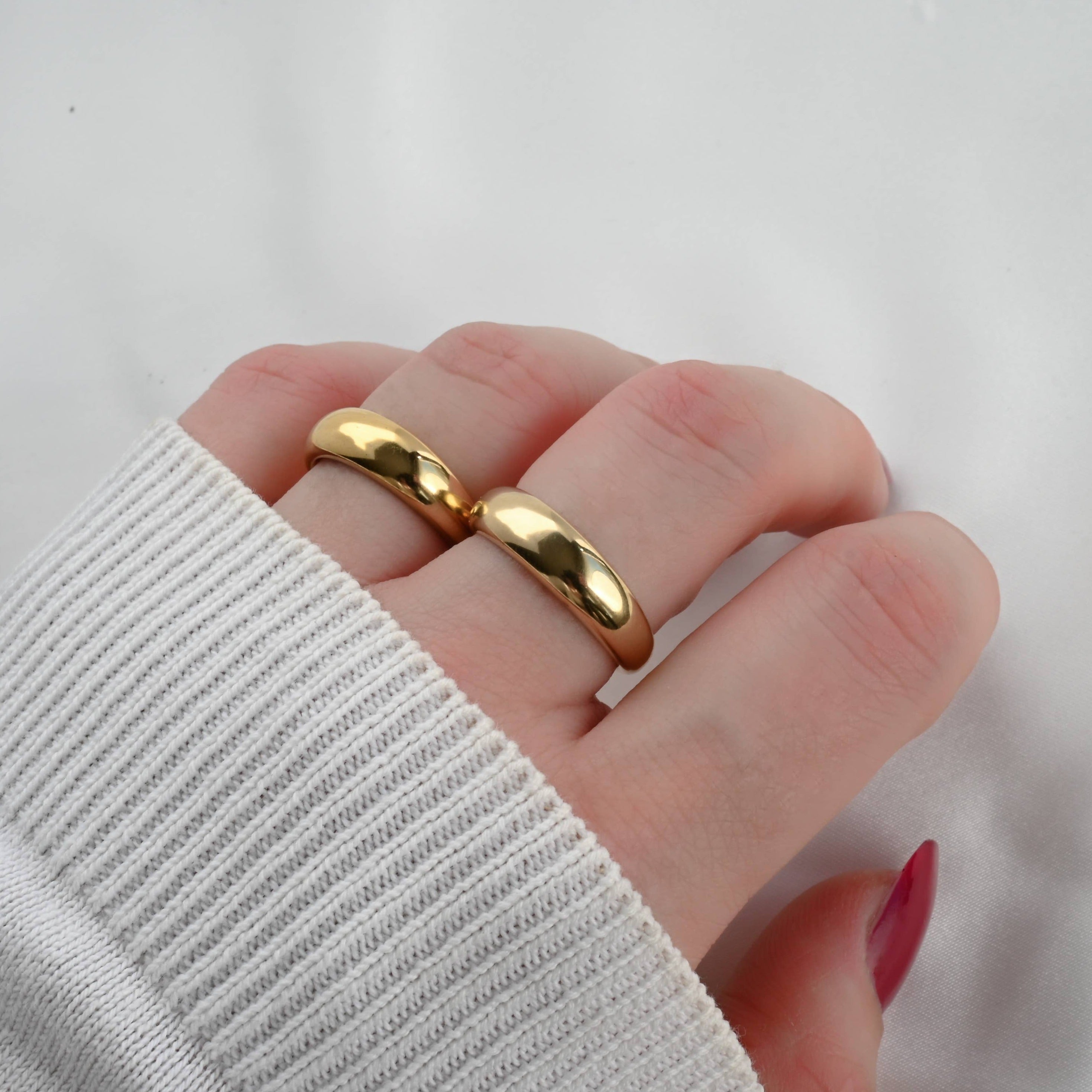 18k Gold Dome Rings - Stainless Steel Chunky Rings