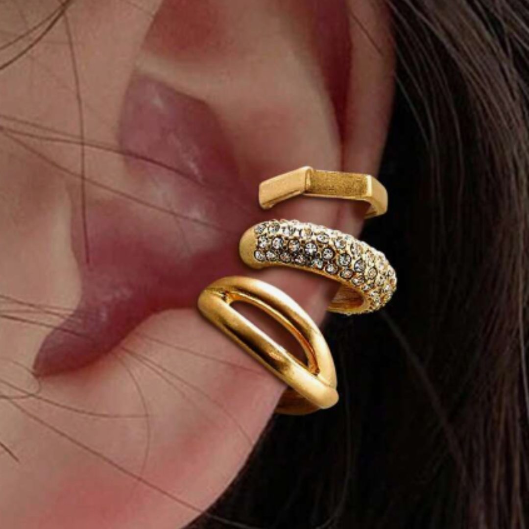 Simple Rhinestone Clip-on Earrings Set For Women