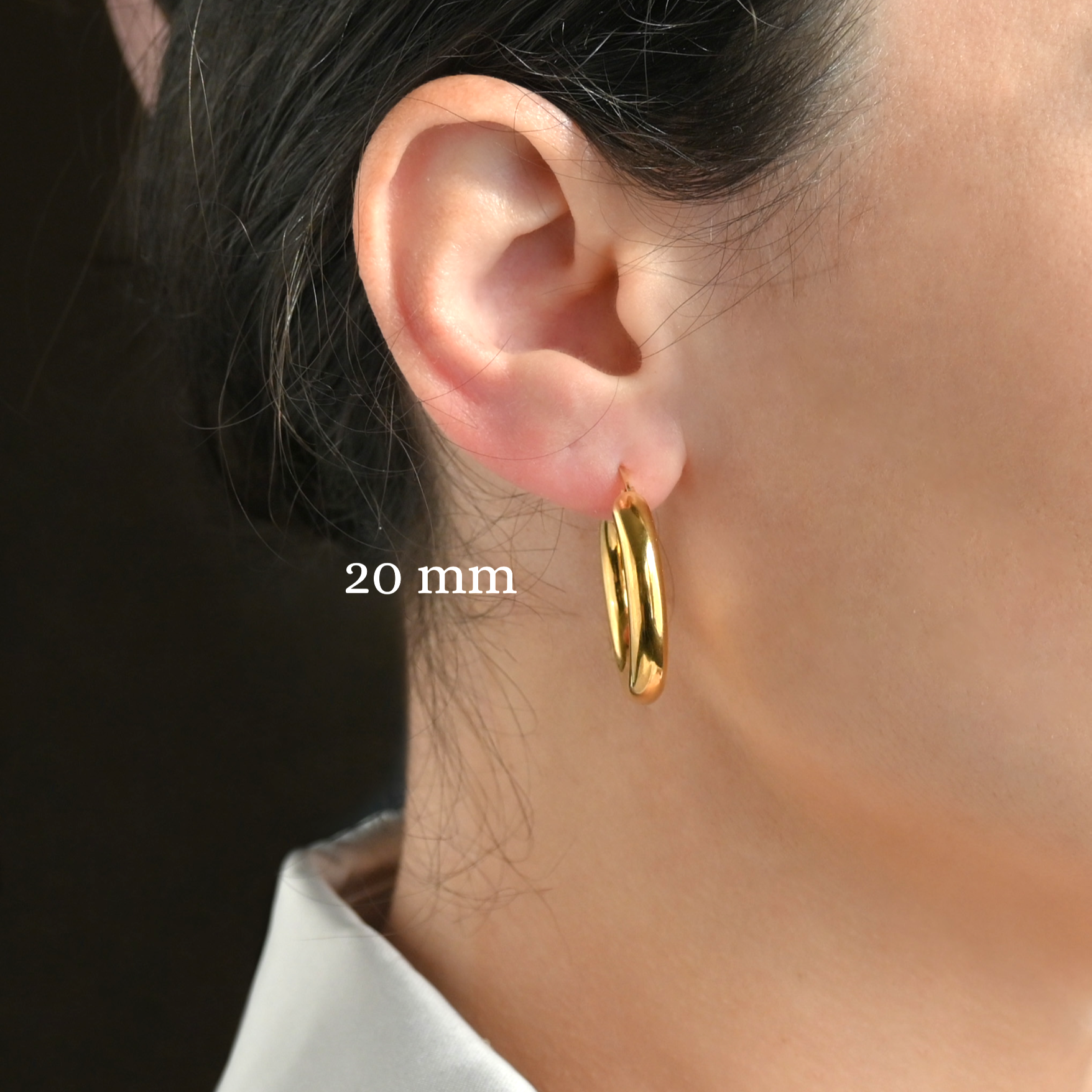 Thick Gold Hoop Earrings -  Tarnish-free Tube Hoops