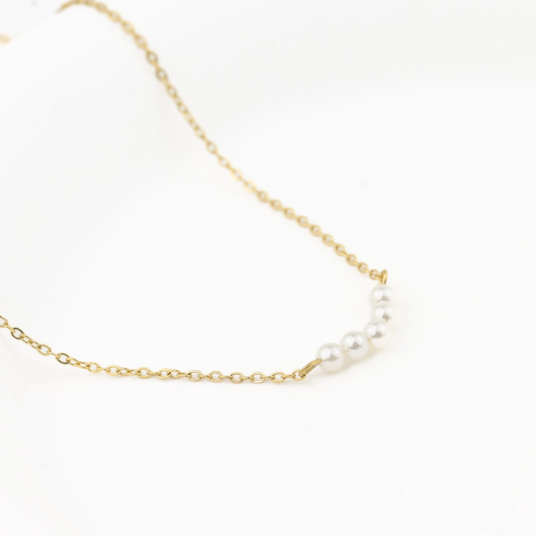 Pearl Chain Choker - Dainty Pearl Bar Necklace