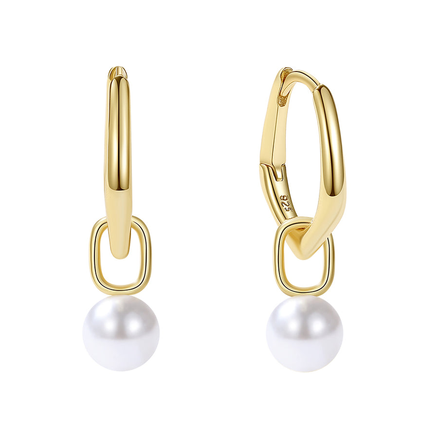 925 Sterling Silver Irregular Geometric Pearl Earrings