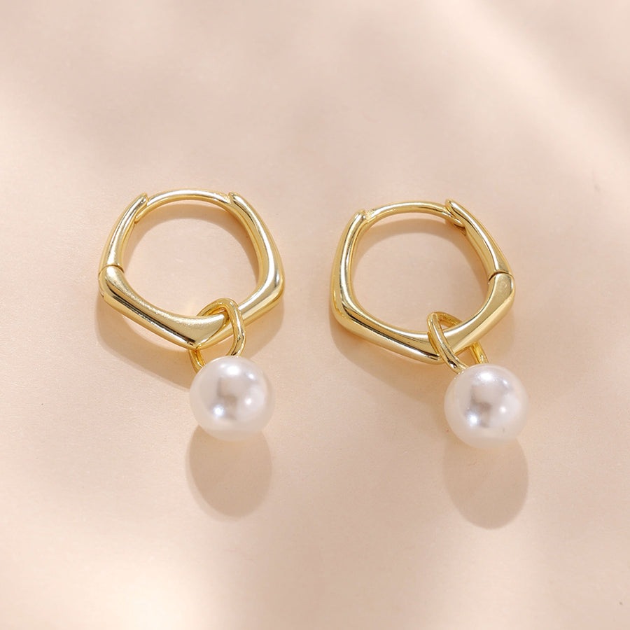 925 Sterling Silver Irregular Geometric Pearl Earrings