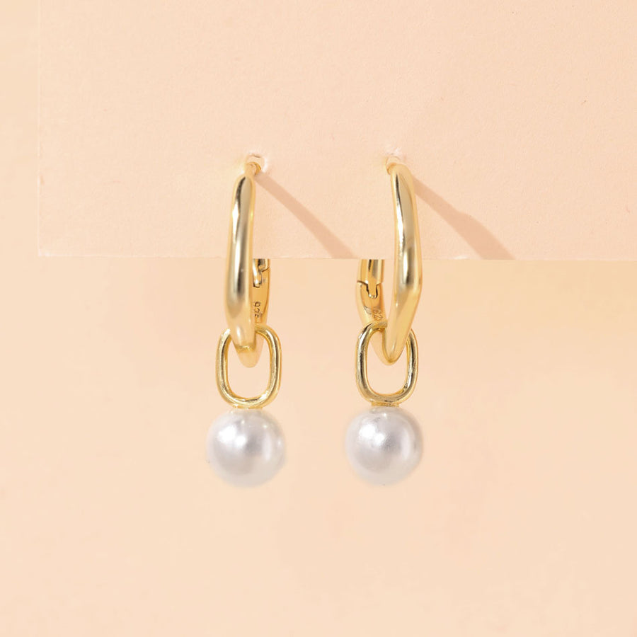 925 Sterling Silver Irregular Geometric Pearl Earrings