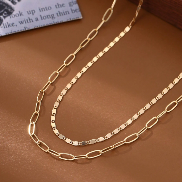 Women Layered Clip-on Rectangle Pendant Necklace