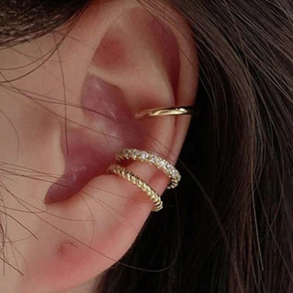 Minimalist Crystal Ear Cuffs Set For Women