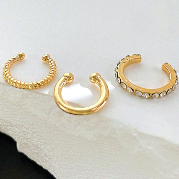 Minimalist Crystal Ear Cuffs Set For Women