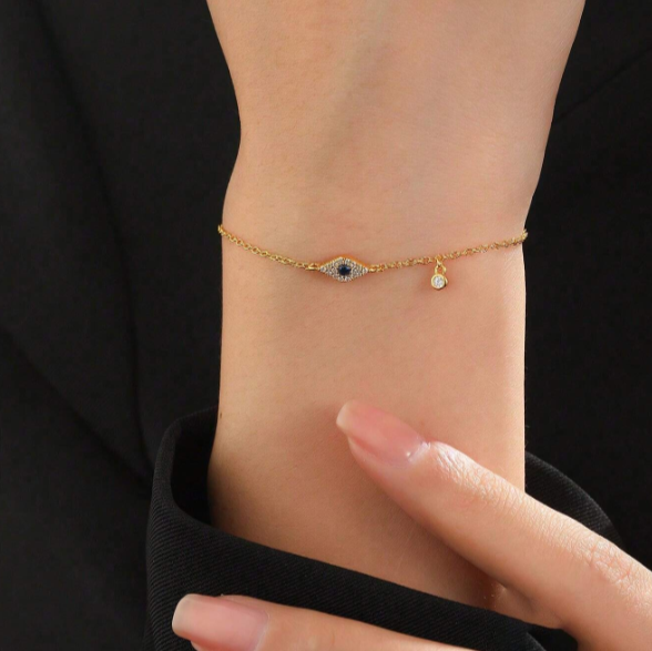 925 Sterling Silver Golden Eye Women's Bracelet