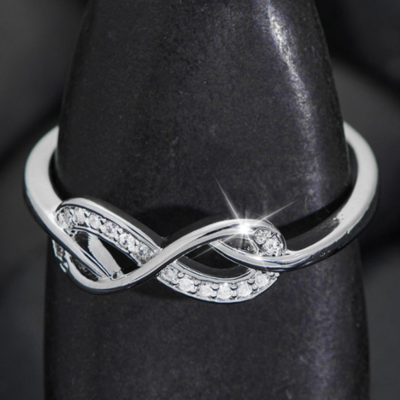 Cubic Zirconia Infinity Symbol Decor Ring