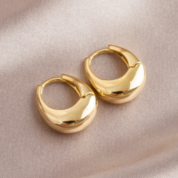 Versatile Metallic Tear Drop & Oval Simple Hoop Earrings