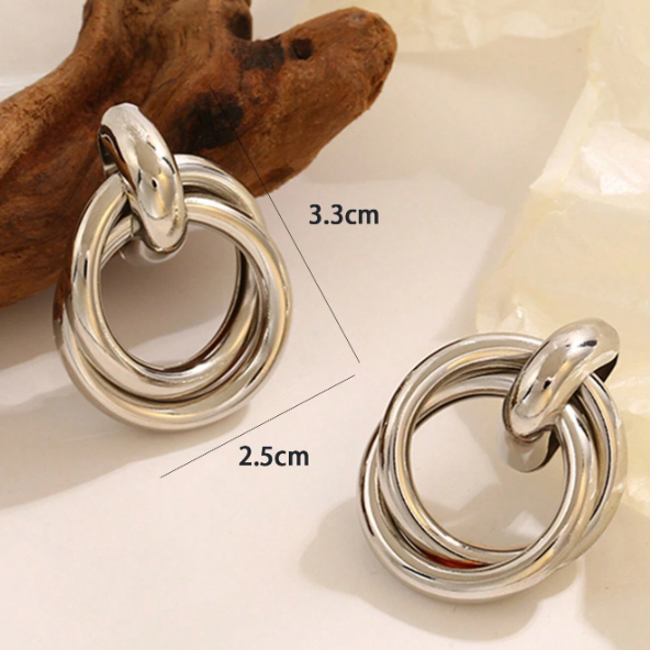 Trendy Exaggerated Geometric Alloy Twisted Hoop Earrings