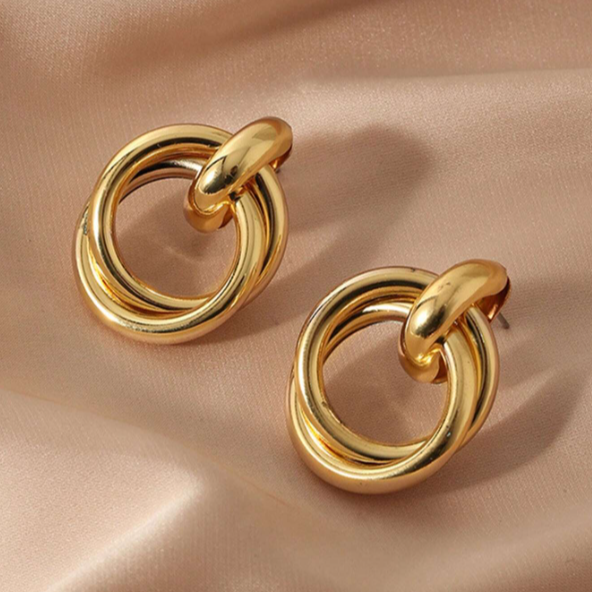 Trendy Exaggerated Geometric Alloy Twisted Hoop Earrings