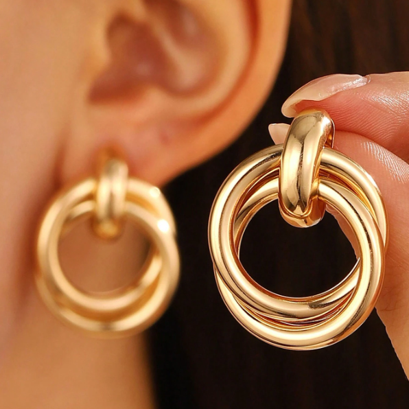 Trendy Exaggerated Geometric Alloy Twisted Hoop Earrings