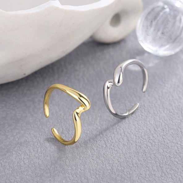 Twisted Wave Open Ring Set