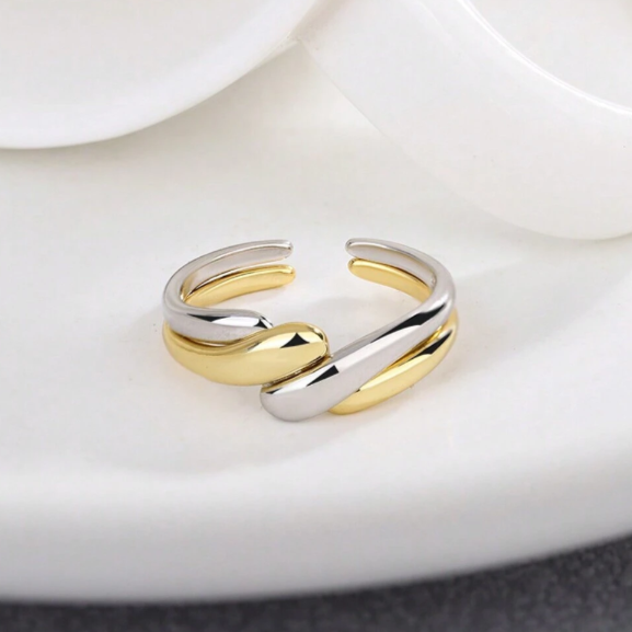 Twisted Wave Open Ring Set