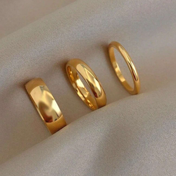 3pcs/Set Gold Stainless Steel Rings