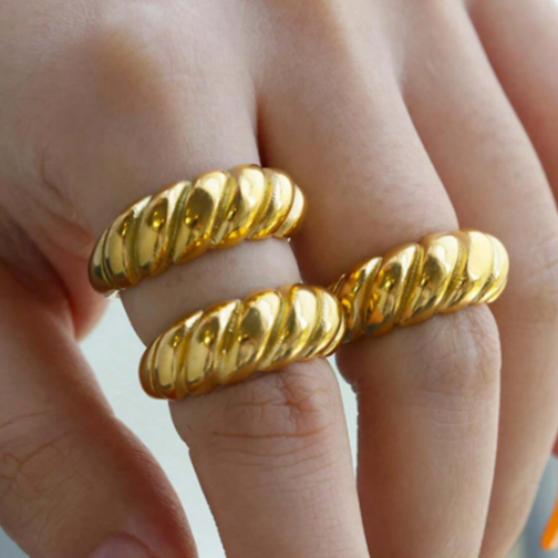 18K Gold Plated Stainless Steel Croissant Ring