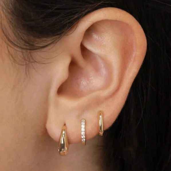 3pairs Fashion Copper Huggies Earrings Set