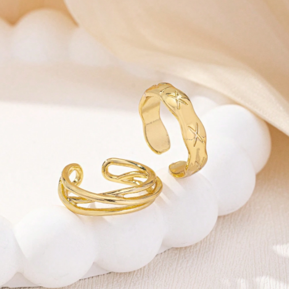 2pcs Minimalist Open Rings For Women