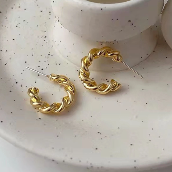 Twist Design Cuff Hoop Earrings