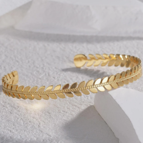 Fashion Stainless Steel Ear Of Wheat Design Cuff Bangle