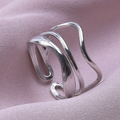 Stainless Steel Minimalist Ins Style Wave Design Ring