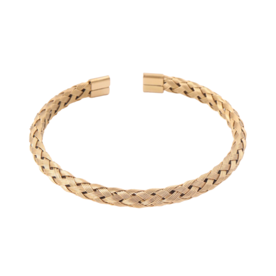 Stainless Steel Braided Design Cuff Bangle