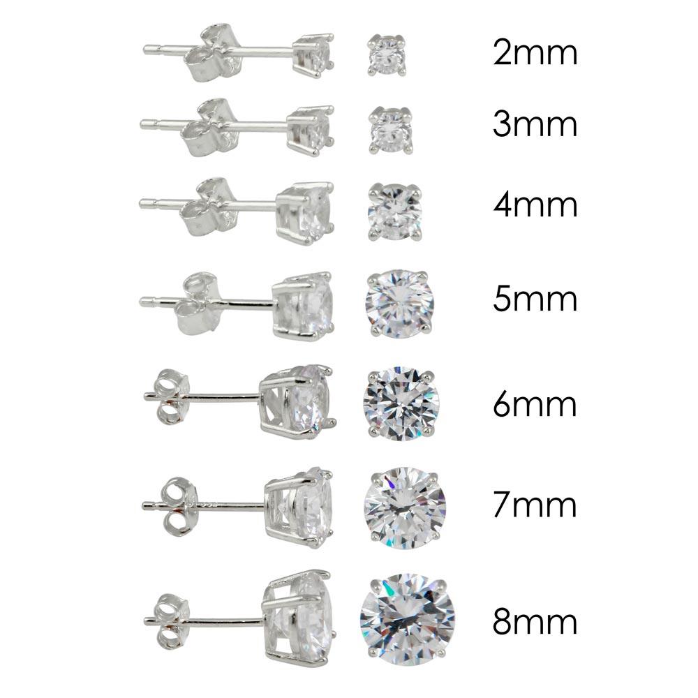 Silver 925 Rhodium Plated Round Basket Clear CZ Stud Earrings - STE00590CLR