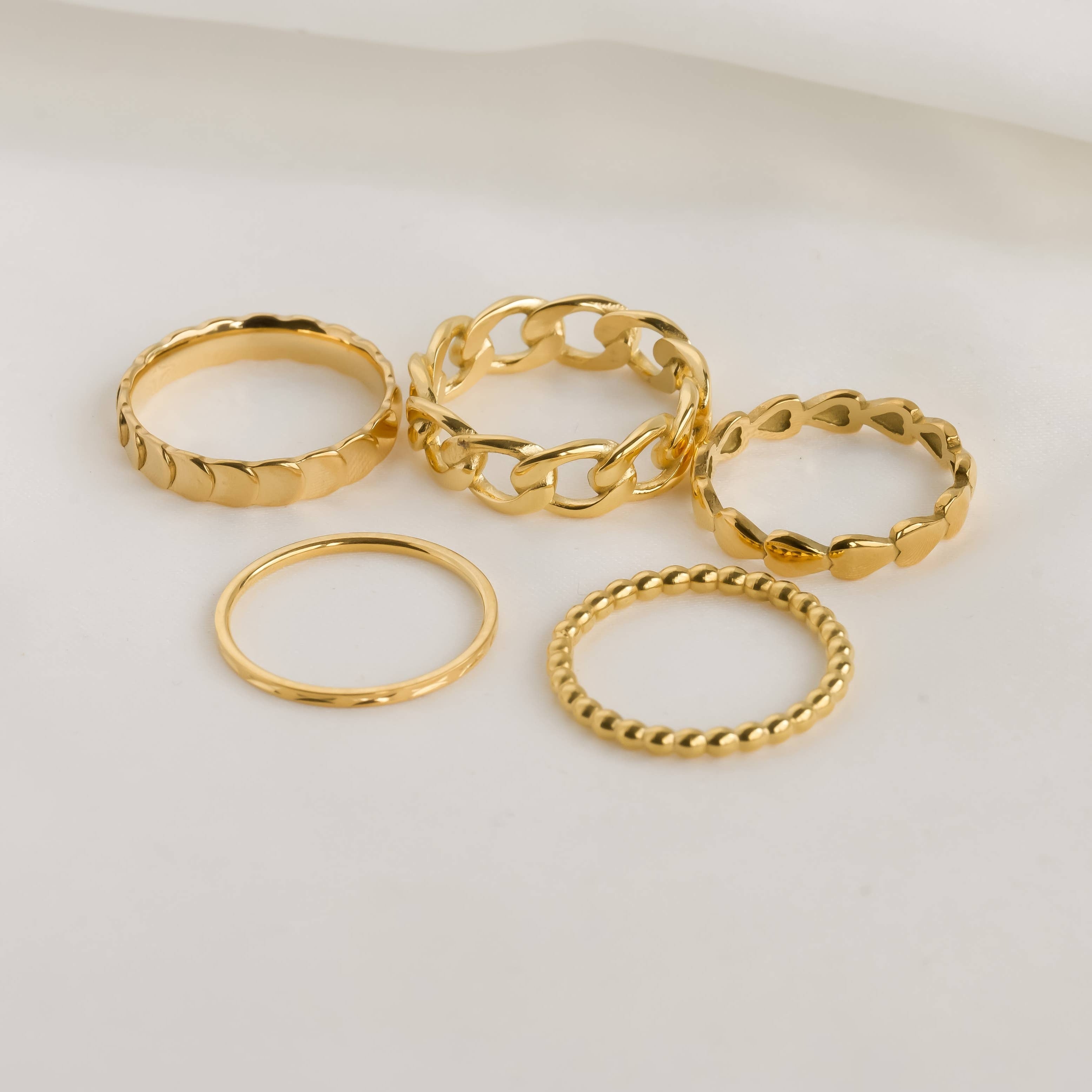 Anillos de oro delicados - Anillos apilables de oro de 18 k resistentes al agua